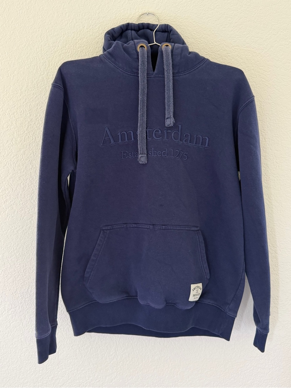 AMSTERDAM INDUSTRY Embroidered Navy Hoodie Men’s Size M Dutch Denim